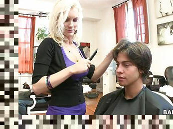 Hairdresser Cuts Hair & Fucks Cock