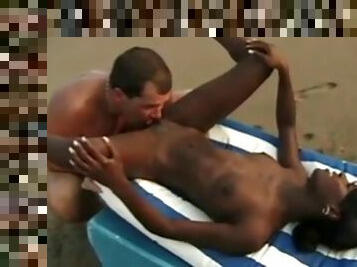 Black girl on vacation enjoys sex on the beach - Part 1