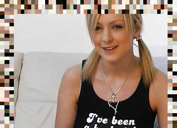 Blonde teen Jessica with cute pigtails