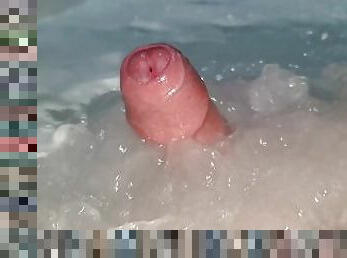 Uncut cock splashing around in the bath tub (Slow-motion)