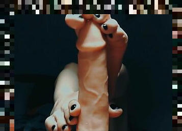 Perfect Dildo Footjob From Stunningly Flexible Feet With Black Toenails