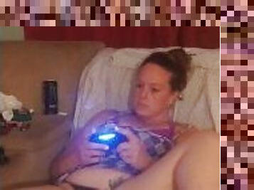 Filming Up The Sluts Dress and Seeing What Kind Of Panties She Is Wearing While She Plays Video Game