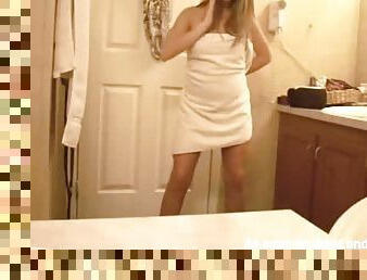 Cute teen dancing naked in the bathroom