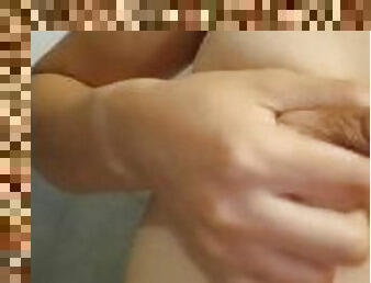 Milk tits fun in bathroom