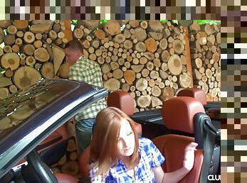 After her driving lesson this redhead gets fucked by her teacher