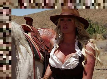 Cowgirl with hot ass having her pussy fingered in parody porn