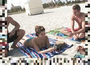 Maiden In Bikini Yelling While Being Drilled At The Beach