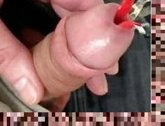 Plugged urethra close-up peeing