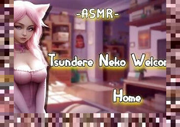 ASMR [RolePlay] Tsundere Neko Welcomes You Home [Binaural/F4M]