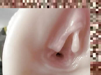  Masturbation with silicone pussy