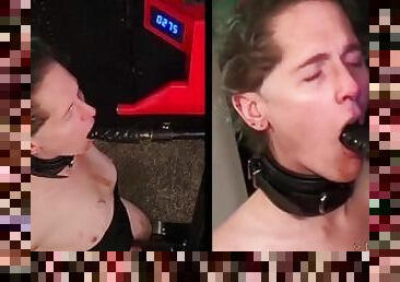 Transgender Woman Drools and Chokes on Cock Counter Blowjob Machine