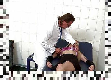 Doctor fucks blonde bitch in the cold office