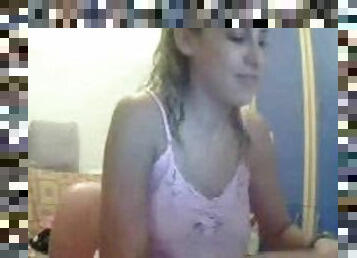 Blonde teen masturbating on webcam