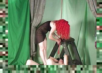 Clamped and cut off from redhead mistress