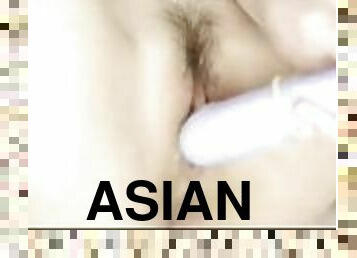 asiatique, masturbation, chatte-pussy, giclée, jouet, secousses, ejaculation, anime, hentai, gode