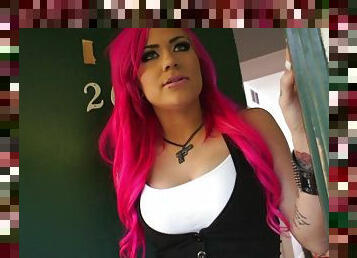 Pink hair girl invites you in and demands you fuck her hot pussy