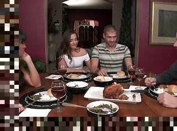 A lovely dinner party ends in an even better hardcore threesome