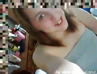 Salacious brown-haired teen stripping for the webcam