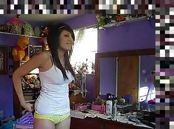 Horny and naughty emo girl tapes herself stripping hot