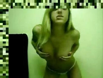 Watch this hot teen babe performing striptease show