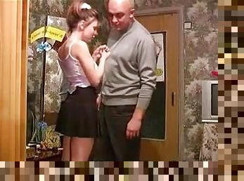 Russian Girlfriend Begs Old Man To Be Hard Fucked