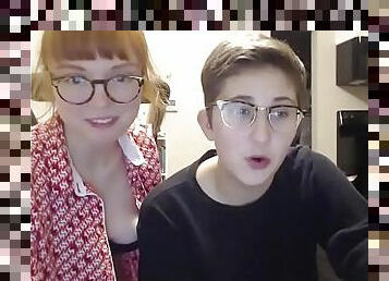 nerdy girl decides to call her new lesbian friend for amazing sex