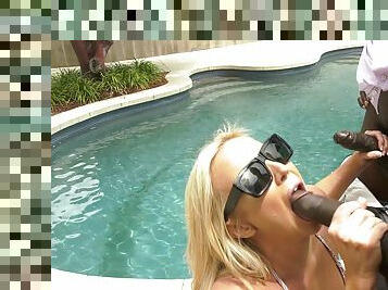 Busty blonde chick Sophia West wants more than one black shaft