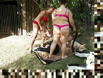 Outside threesome is amazing adventure for BBW Dionne and her friends