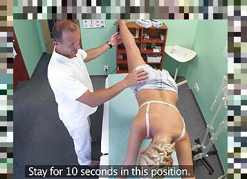 Blonde amateur girl gets fucked hard by her naughty doctor