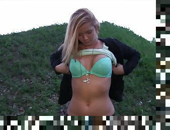 Reality fucking in the outdoor park with an amateur blonde girl