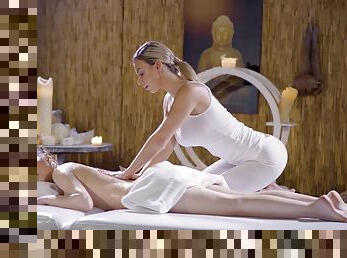 Erotic oil massage gives Nathaly Cherie and Lina Mercury all the feels