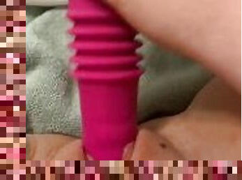 squirting on pink dildo