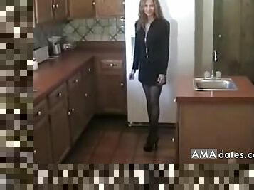 Sexy housewife is wildly fucking on the kitchen with her boyfriend