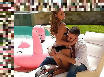 Bikini teen Tiffany Tatum gets her sweet wet pink fucked hard by the pool