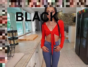 HD POV video of brunette Bianca Bangs sucking a black dick