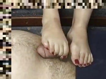 Wife Footjob Cumshot Red Toes Bad Boy Footjob Cumshot