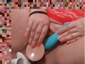 Horny bbw  milf nextdoor dildo and clit vibe teaser