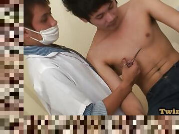 Asian bottom twink fucked bareback in the doctors infirmary