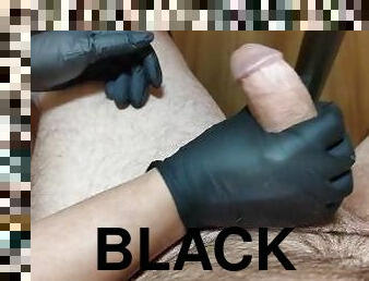Black exam oiled gloves give me pleasure in conference