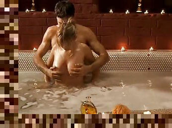 Lovely blonde loves making out with her lover in a tub