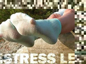 Outdoor Soles Tease In Cute Turquoise Nylon Socks