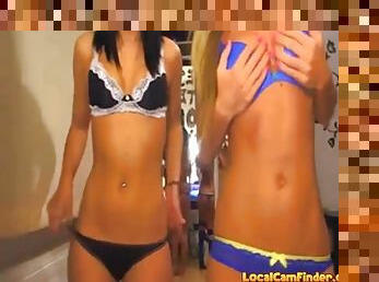 Two Girls Playing with Webcam