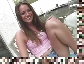 Young Tori Black teases in her jean shorts