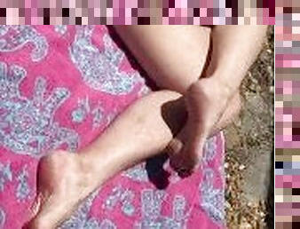 Fan Request Granny Naked In Sun Shows Dirty Rough Soles & Toes GILF 2