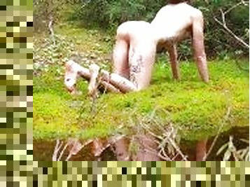 masturbation, en-plein-air, public, amateur, ados, française, salope, blonde, solo, forêt