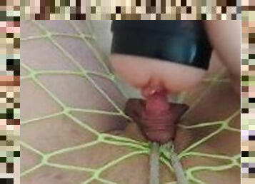 Cute tranny edges himself with fleshlight and has throbbing orgasm with vibrator