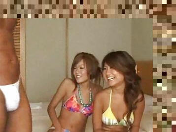 Japanese bikini girls admire dicks