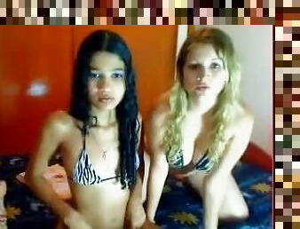 Two sexy teen babes in bikini running the show with their looks