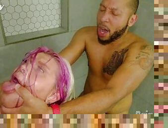 DRIPDROP SkankySkiMask Eyes Roll As She Gets Fucked Hard in the Shower !!