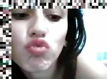 Naturally Busty Brunette Teen Masturbates in Webcam Show